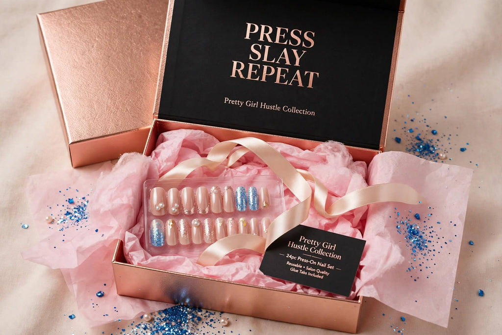 PRESS-ON NAILS EDITION - PRESS. SLAY. REPEAT.  ∣ P r e t t y G i r l H u s t l e C o l l e c t i o n − W o m e n ′ s ∣PrettyGirlHustleCollection−Women  ′  s Line